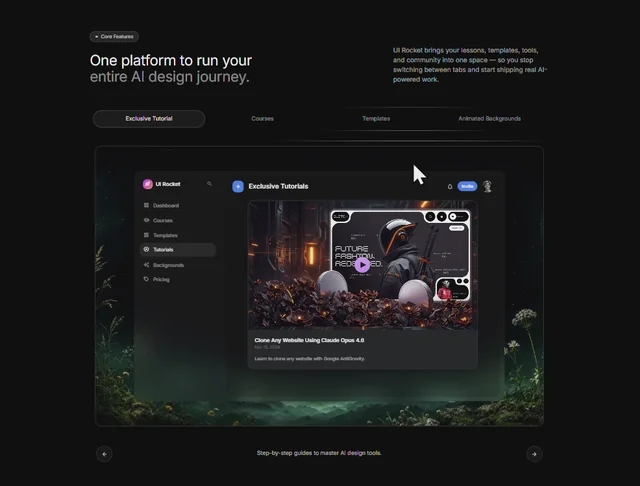 Glassmorphic Feature Tabs 网页预览