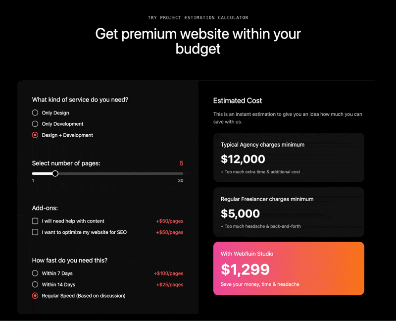 Price Calculator 网页预览