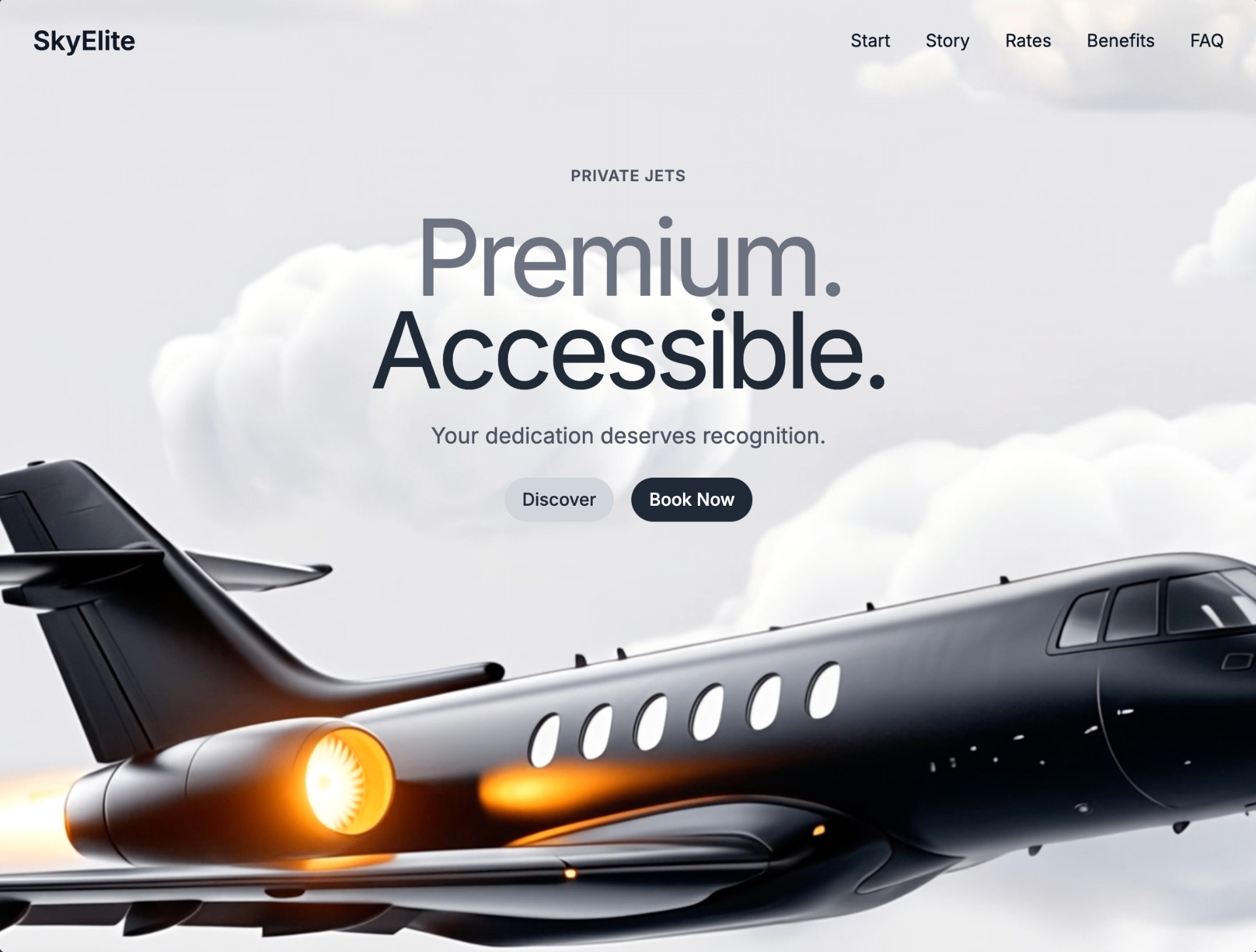 SkyElite Private Jets 网页预览