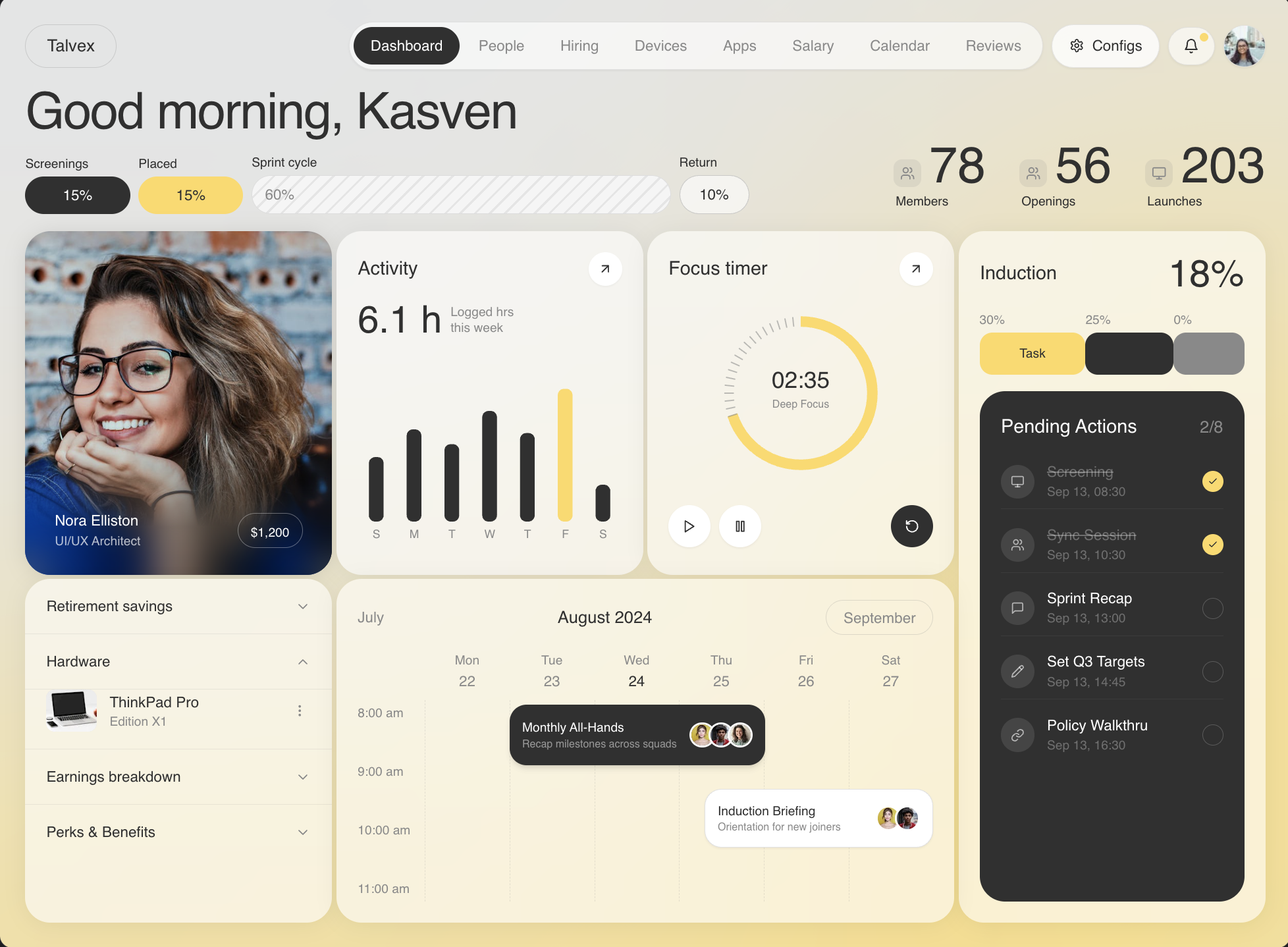 Modern HR Dashboard 网页预览