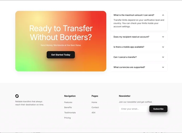 FAQ CTA 网页预览