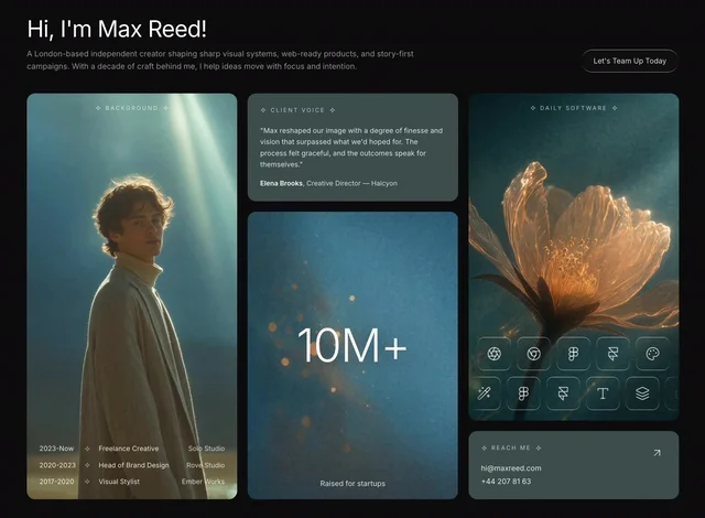 Max Reed Portfolio 网页预览