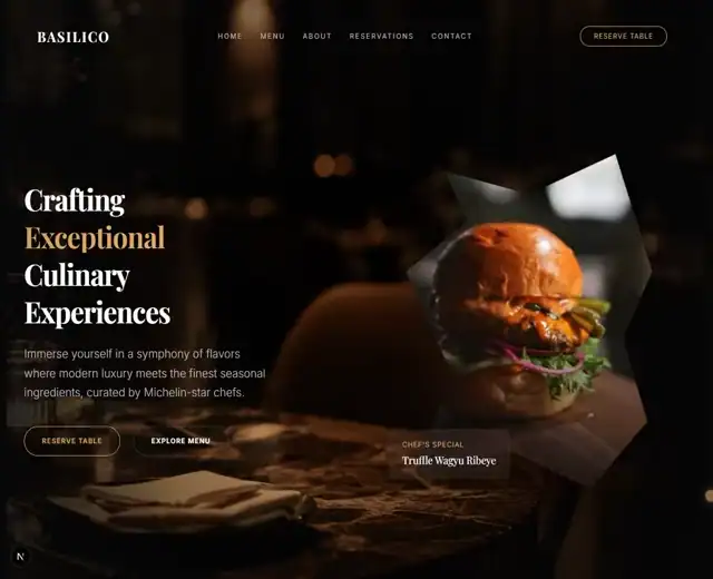 Basilico Restaurant 网页预览