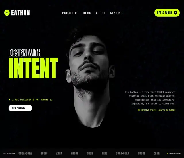 Eathan Portfolio 网页预览