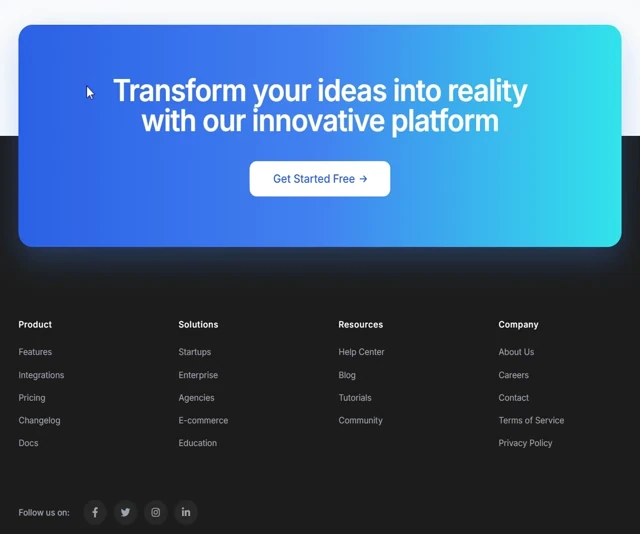Footer - Elevated 网页预览