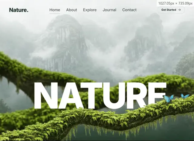 Nature Immersive Hero 网页预览