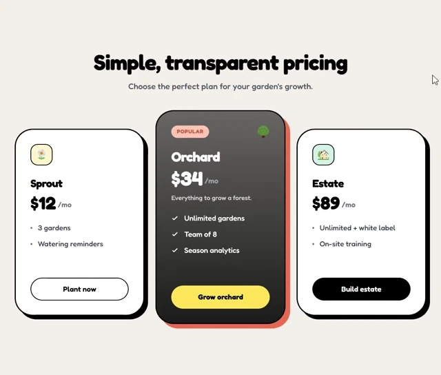 Pricing - Brutalist 网页预览