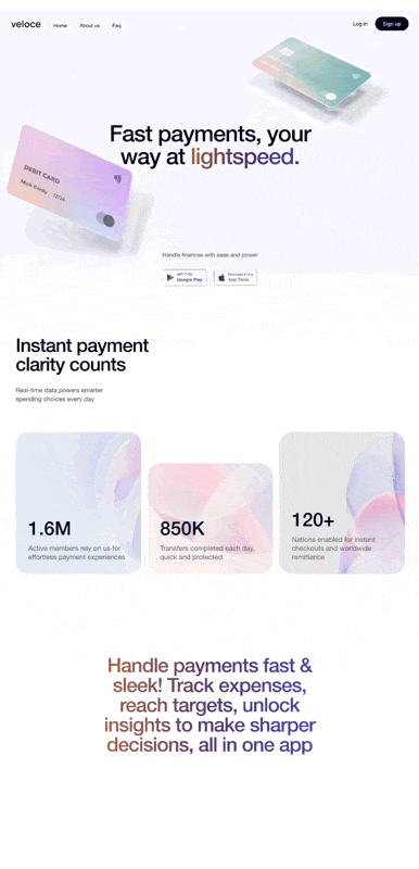Veloce Finance 网页预览