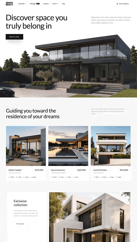 Zenith Realty 网页预览