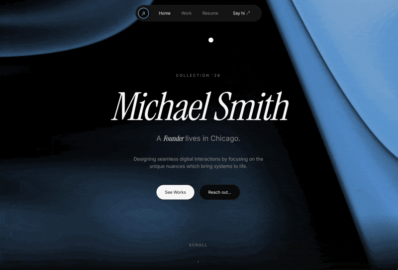 Dark Portfolio Hero 网页预览