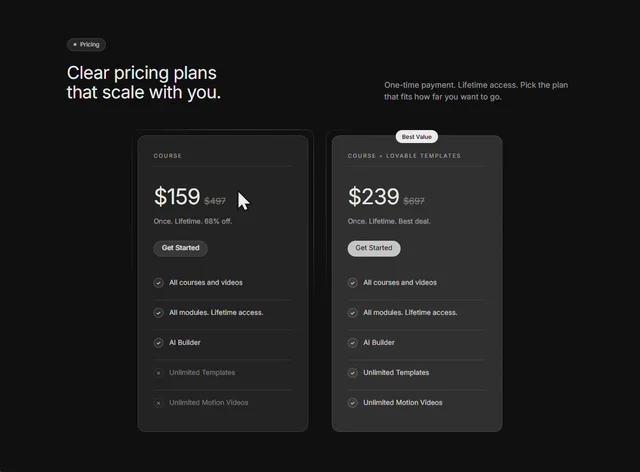 Rocket Pricing 网页预览
