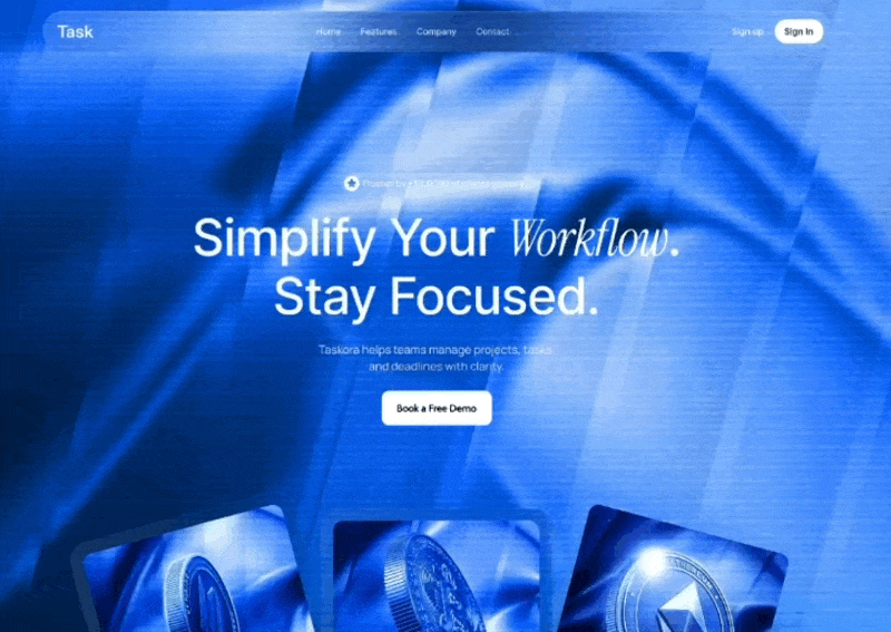 Taskora SaaS Hero 网页预览