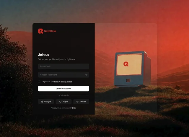NovaDesk Signup 网页预览